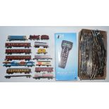 OO gauge railway wagons including NCE power cab DCC starter set, two electric locomotives, Lima