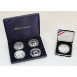 Four world 2005 1 oz fine silver proof coins consisting US Liberty dollar, Australia dollar, China