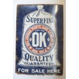 Large enamelled sign "Superfine Oklahoma Portland Cement Co Quality Guaranteed" W50.838xH76.5cm