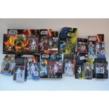 Collection of Star Wars figures and action play sets by Disney Hasbro and Kenner all factory