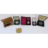 Selection of medals and medallions to include George Stephenson Last Days of Steam 1966 bronze
