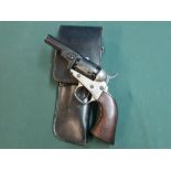 Non-firing replica Colt pocket revolver with leather shoulder holster