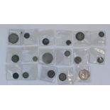 Small selection of late C19th/early C20th world silver content coinage incl. South African, US,