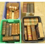 Collection of mixed leather bound books in various condition (a/f) in 4 boxes