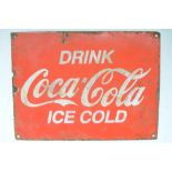 Enamelled sign "Drink Coca-Cola Ice Cold" W38xH28cm
