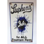 Enamelled sign "Stephens for ALL Fountain Pens" W26.8xH48cm