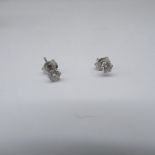Pair of 14ct white gold diamond stud earrings, approx D3mm, stamped 14k, gross 0.5g