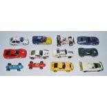 Collection of Scalextric cars, track, controllers, etc, (2 boxes) (A/F)