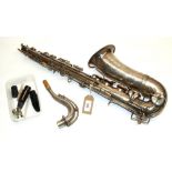 Early 20th century Jerome Thibouville-Lamy silver plated saxophone, the body engraved 'LEGION D'