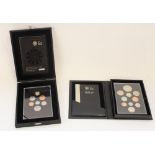 Royal Mint 2008 UK Royal Shield of Arms Proof Collection set, and a 2012 UK Proof Coin Set, both