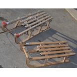 Two Beech Toboggans with steel runners L111cm (2)