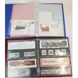 Album of Royal Mail Mint Stamp packs, some with matching FDCs together with a partial album of