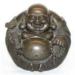 C20th hollow bronze model of a smiling Buddha, H21cm