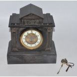 Late 19th century French slate mantel architectural timepiece, movement numbered 4120 48. Complete