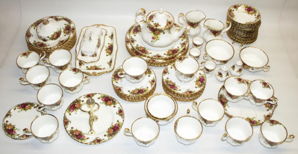 Royal Albert Old Country Roses dinner and tea ware, comprising: teapot, H17cm, teapot stand, fifteen