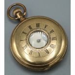 Elgin rolled gold half Hunter keyless wound and set pocket watch, Cyclone rolled gold case with