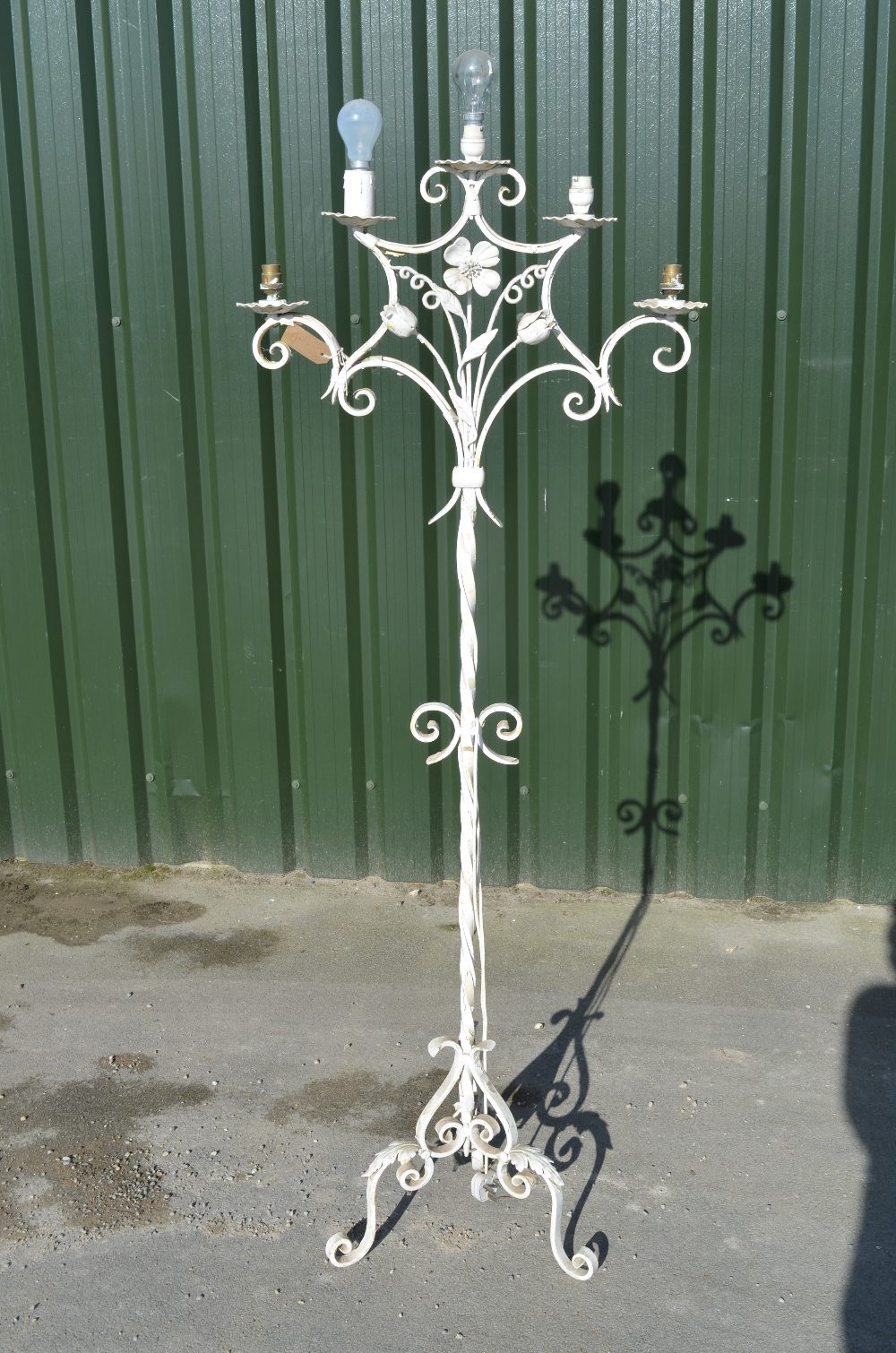 C20th raw tiron five branch standard lamp in painted finish H170cm