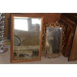 Modern bevel edge gilt framed mirror 59cm X 85cm and a racoco style mirror 50cm X 71cm (2)