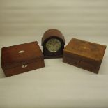 Victorian inlaid walnut rectangular jewellery box, similar mahogany jewellery box, arched top mantel