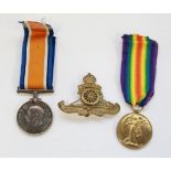 WWI medal pair of Victory medal and British War medal, awarded to 93017 Gnr. W Markland Royal