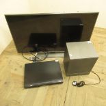 LG 42 inch tv with remote, LG wireless active subwoofer & a Panasonic HDD & DVD player (no cable) (