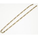 9ct yellow gold figaro chain necklace, stamped 375, L47cm, 9.1g