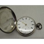 Geo.IV silver Hunter cased verge pocket watch, white enamel dial numbered 12077, by Jas. (James)