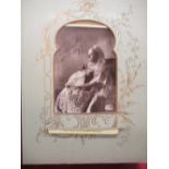 Late Victorian embossed leather photograph album containing carte de visite photographs and