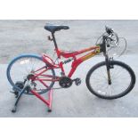 Bolaris Sussed Universal mountain bike converted to exercise bike with bike hut kit