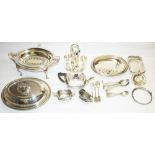 Early C20th presentation Mappin & Webb entrée dish with revolving cover on four brass paw feet,
