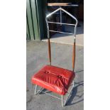 Early 1970's valet stand with plated frame and padded seat W43cm X D43cm X H123cm