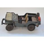 Vintage Arnold tinplate US Army Jeep model, friction power mechanism not working, missing steering