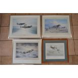 4 aviation prints, "First Of The Many", "Eagle Squadron Scramble" and "Memorial Flight" by Robert
