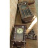 1930's German oak cased striking wall clock with silver dial striking on a stroll gong and a late