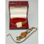 Midsize Rotary gold plated quartz wristwatch, with date, snap on stainless steel back numbered 3289,