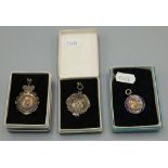 Three cased EPNS sporting medals