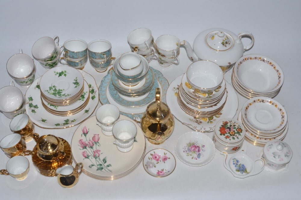 Collection of Wedgwood, Coalport, Royal Kent etc. floral bone china tableware, including cups,