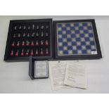 The Waterloo Museum - Battle Of Waterloo chess set, fine pewter pieces, board W34cm