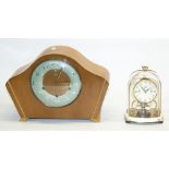 1960's Smith's teak cased Westminster chiming mantel clock with applied chapter ring, three train