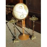 Replica World Classic Series D16in globe on pedestal stand H100cm and a pair of Dutch brass and
