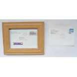 Framed envelope addressed to The Beatles, Nemperor House, London, sent from the USA and dated