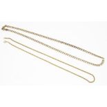 9ct yellow gold rope twist necklace, stamped 375, and a 9ct yellow gold flat curb link chain