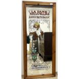 Modern Alphonse Mucha poster design framed wall mirror, 'La Dame Aux Camelias Sarah Bernhardt',