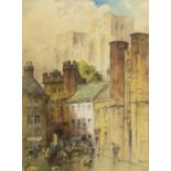 Featherstone Robson (British, 1880-1936); 'Wells Cathedral' charcoal and wash, signed, titled on