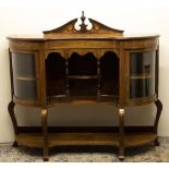 Edwardian Sheraton Revival inverted bow breakfront side cabinet, central openwork section with