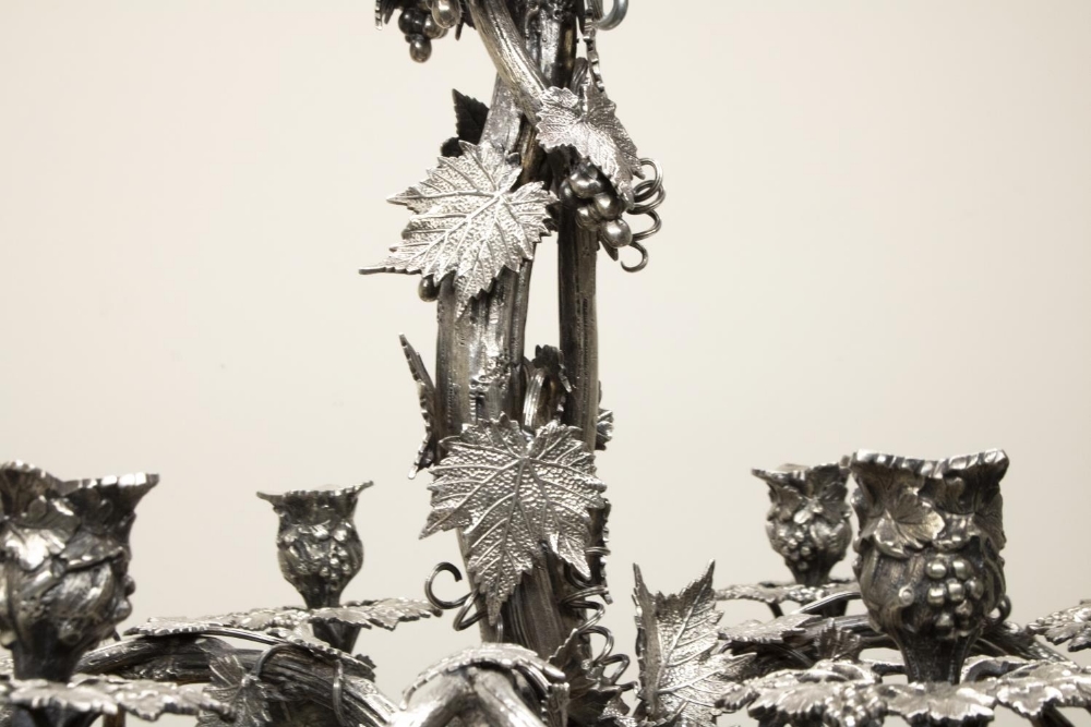 Elkington style Electroplated chandelier, six branches cast with branchwork of vines and trailing - Image 3 of 3