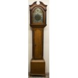 George III. oak long cased clock, 16.5" arched brass dial signed Geo. Halifax, Doncaster, silvered