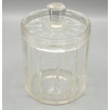 1930s John Walsh Walsh glass biscuit barrel by Clyne Farquharson, body cut with facets and arches,