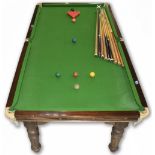 E J Riley Ltd. of Accrington mahogany Snooker/Dining table, adjustable slate bed with five piece