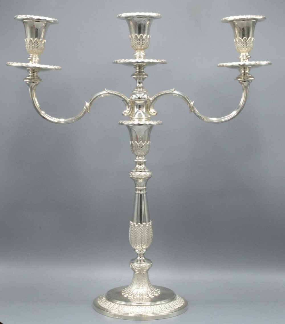 ER.ll hallmarked silver Adam style two branch three light candelabra, urn shaped sconces with wreath - Image 2 of 3